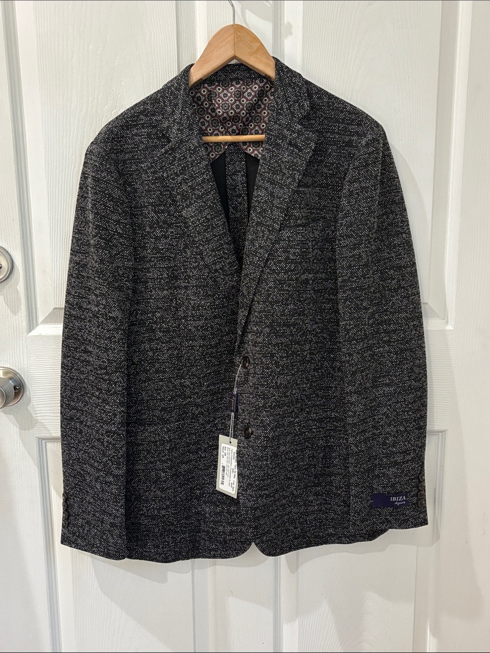 NEW IBIZA Azure Rodino Mens Charcoal Textured Blazer Classic Tailored Size 42R